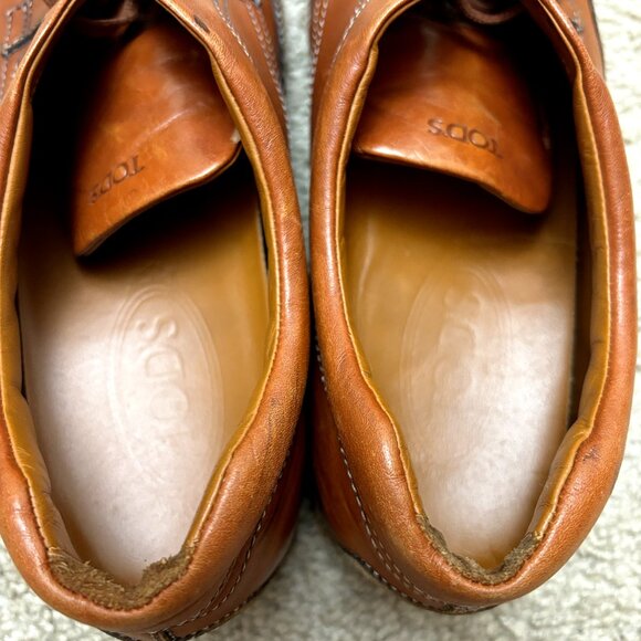 TOD'S $750 Brown Leather Wingtip Brogues‎ Size 39 EU Men's 9 Lace-Up Dress Shoes - Picture 8 of 16